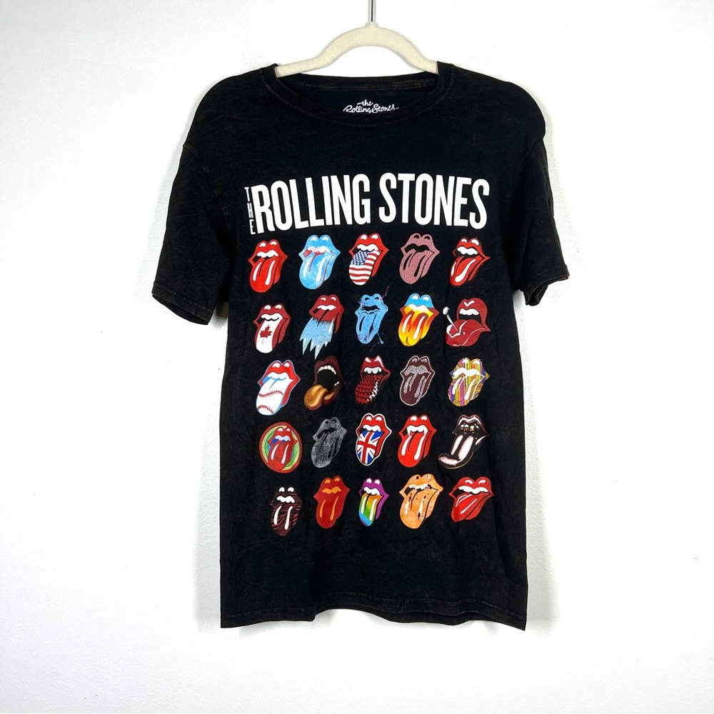 ROLLING STONES Retro Vintage Style Band Tee Avid Wash Tongue 90s Small